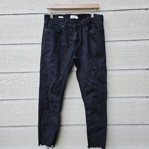 Topman Stretch Skinny black raw hem jeans size 32S 27 inch inseam